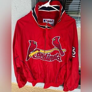 Vintage Majestic St. Louis Cardinals Dugout Jacket Red Fleeced Lined Size Large